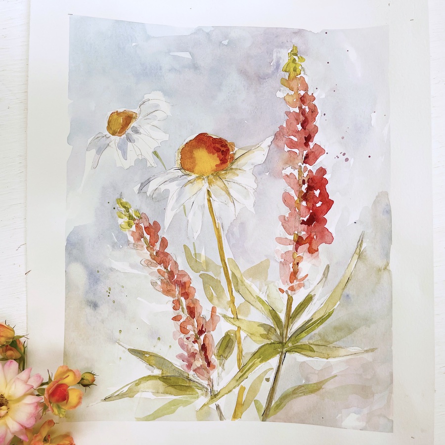 watercolour painting flower