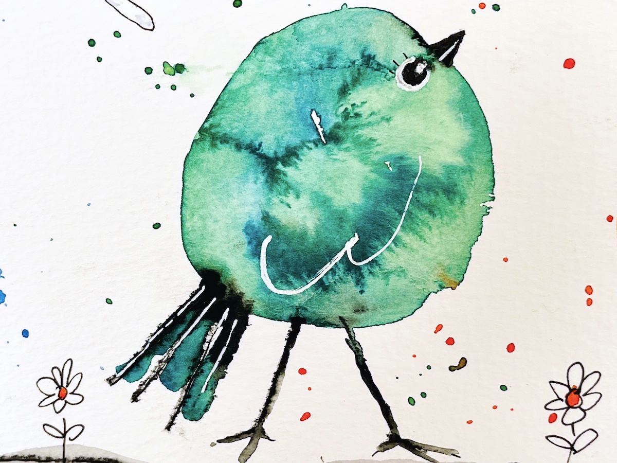 Quick Watercolor Bird Painting Closeup Of Green Bird Diane Antone Studio   Quick Watercolor Bird Painting Closeup Of Green Bird 