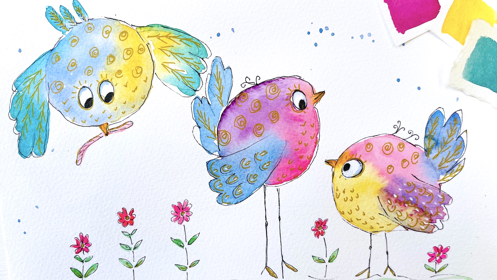 How to Paint Cute Whimsical Birds in Watercolor | Diane Antone Studio
