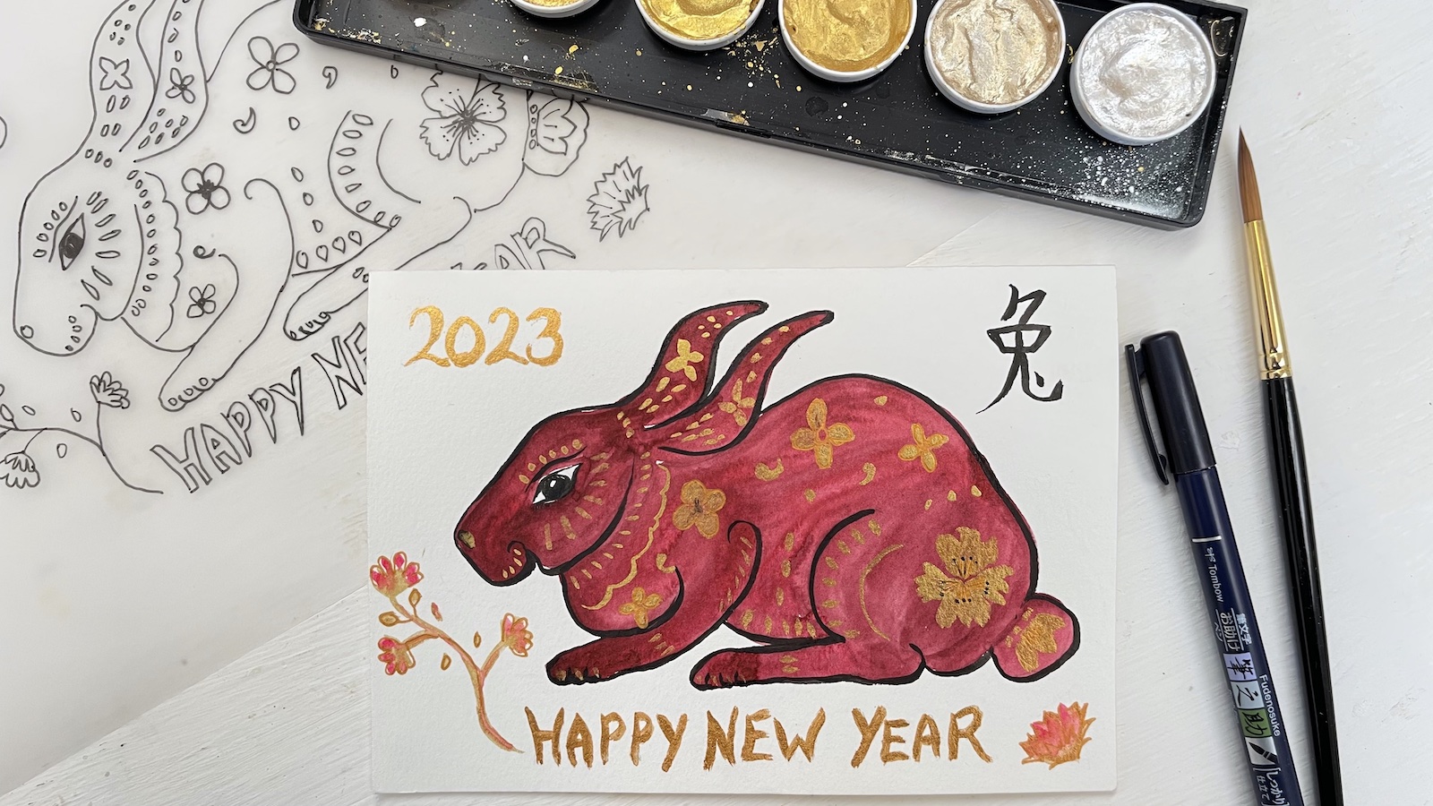 How to Draw a Chinese/Lunar New Year Rabbit 