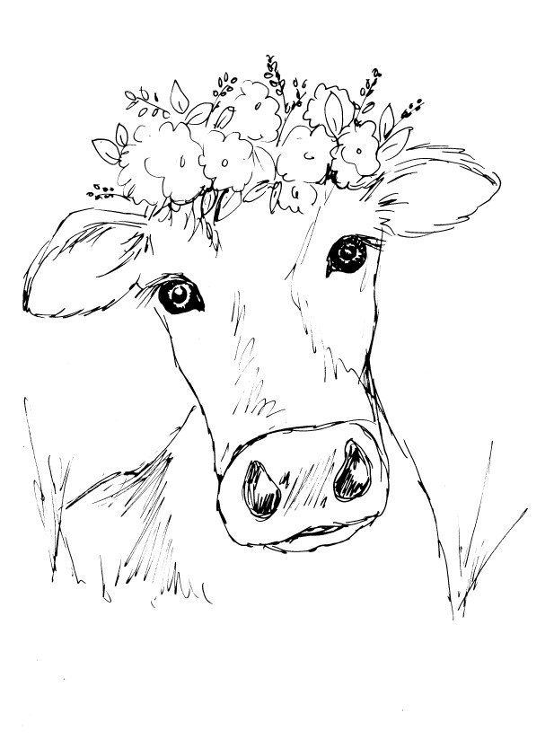 Cute Indian Cow Sketch Art Print by IlyLilyArt | Society6-gemektower.com.vn
