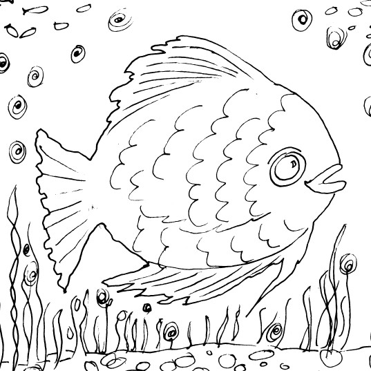 Easy How to Draw a Fish Tutorial and Fish Coloring Page