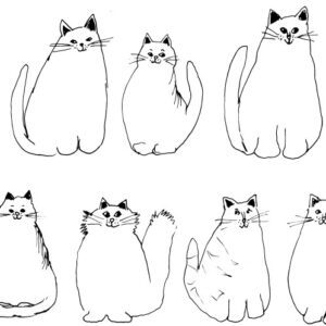 Ten Sitting Cats Sketch | Diane Antone Studio