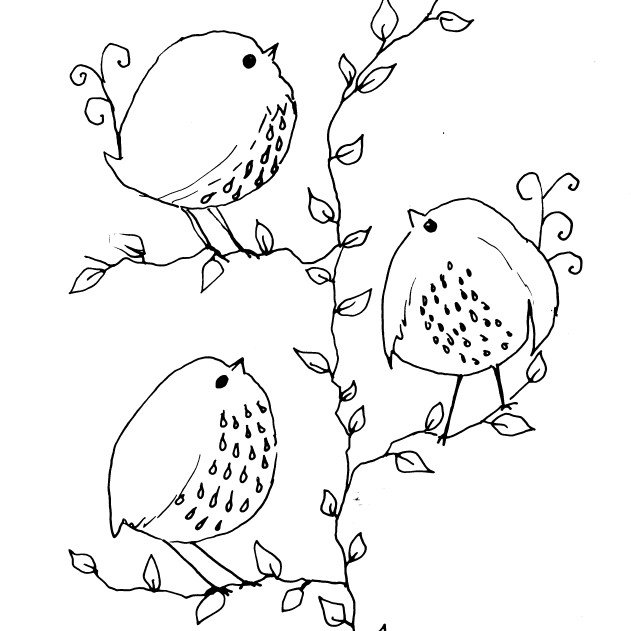 Three Whimsical Birds Sketch | Diane Antone Studio