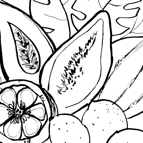 tropical fruit coloring pages