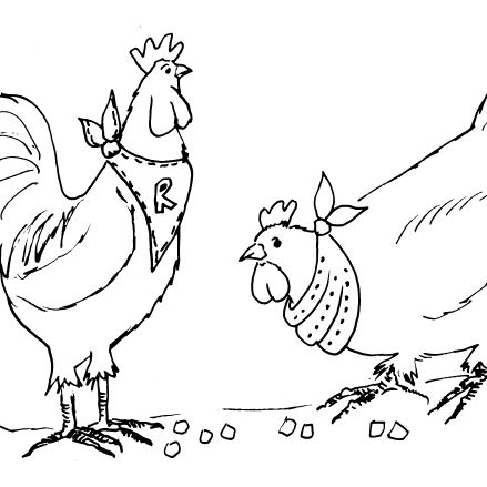 Whimsical Chickens Sketch IV