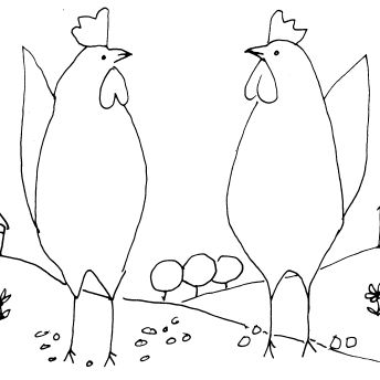 Whimsical Chickens Sketch III